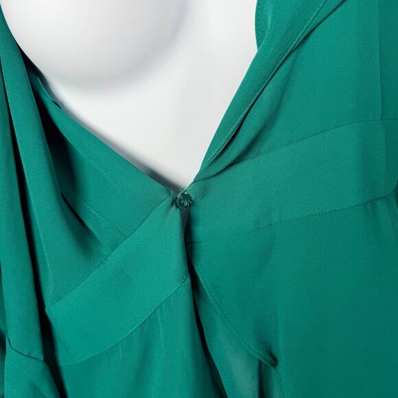 Torrid Top Womens 2X 18-20 Emerald Green Georgette Wrap Surplice Tunic Babydoll - Picture 7 of 16